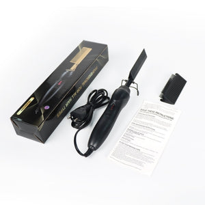2 in 1 Hot Comb Straightener  Electric Hair Straightener Hair Curler Wet Dry Use Hair Flat Irons Hot Heating Comb For Hair